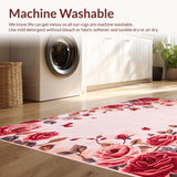 Ultra Soft Area Rug, Non Slip, Stain Resistant, Washable Area Rugs for Living Room, Bedroom, Vibrant Rosebud Textured Delight(Pink)
