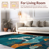 Ultra Soft Area Rug, Non Slip, Stain Resistant, Washable Area Rugs for Living Room, Bedroom, Chic Modern Animal Graphic Style(Blue)