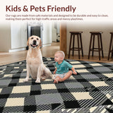 Ultra Soft Area Rug, Non Slip, Stain Resistant, Washable Area Rugs for Living Room, Bedroom, Elegant Gray and Black Lattice Design(Gray)