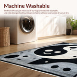 Ultra Soft Area Rug, Non Slip, Stain Resistant, Washable Area Rugs for Living Room, Bedroom, Psychedelic Monochrome Abstract Waves(Black)