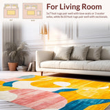 Ultra Soft Area Rug, Non Slip, Stain Resistant, Washable Area Rugs for Living Room, Bedroom, Striking Colorful Symmetrical Shapes(Yellow)