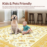 Ultra Soft Area Rug, Non Slip, Stain Resistant, Washable Area Rugs for Living Room, Bedroom, Chic Farmhouse Style Area with Geometric Floral Design(Beige)