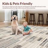 Ultra Soft Area Rug, Non Slip, Stain Resistant, Washable Area Rugs for Living Room, Bedroom, Elegant Neutral Tiled Arrangement(Gray)