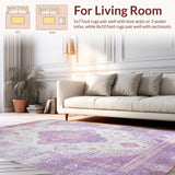 Ultra Soft Area Rug, Non Slip, Stain Resistant, Washable Area Rugs for Living Room, Bedroom, Vibrant Textured Ogee Pattern(Purple)