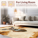 Ultra Soft Area Rug, Non Slip, Stain Resistant, Washable Area Rugs for Living Room, Bedroom, Animal Print Accent Rug for Rustic Decor(Beige)