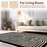 Ultra Soft Area Rug, Non Slip, Stain Resistant, Washable Area Rugs for Living Room, Bedroom, Exotic Animal Print Bedroom Carpet with Bold Contrast(Black)