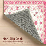 Floral White Area with Gentle Pink and Beige Traditional Motifs(White)
