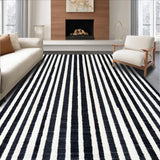 Ultra Soft Area Rug, Non Slip, Stain Resistant, Washable Area Rugs for Living Room, Bedroom, Bold Black & White Stripe Rug: Modern Geometric Entryway Carpet(Black)