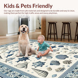Ultra Soft Area Rug, Non Slip, Stain Resistant, Washable Area Rugs for Living Room, Bedroom, Ocean Inspired Hallway Stain-Resistant Area Rug(Blue)