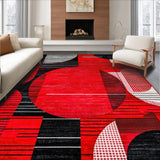 Ultra Soft Area Rug, Non Slip, Stain Resistant, Washable Area Rugs for Living Room, Bedroom, Artful Circular Design Aesthetic(Red)