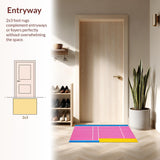 Ultra Soft Area Rug, Non Slip, Stain Resistant, Washable Area Rugs for Living Room, Bedroom, Playful Pastel Hopscotch Aesthetic(Pink)