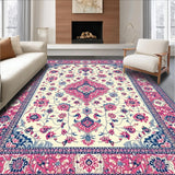 Ultra Soft Area Rug, Non Slip, Stain Resistant, Washable Area Rugs for Living Room, Bedroom, Rustic Cream Botanical Design(Ivory)