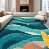 Ultra Soft Area Rug, Non Slip, Stain Resistant, Washable Area Rugs for Living Room, Bedroom, Retro Surfboard Area Rug with Vibrant Wave Motifs and Artistic Coastal Graphics(Blue)
