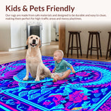 Ultra Soft Area Rug, Non Slip, Stain Resistant, Washable Area Rugs for Living Room, Bedroom, Vibrant Colorful Mythical Design(Blue)