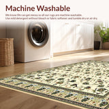 Ultra Soft Area Rug, Non Slip, Stain Resistant, Washable Area Rugs for Living Room, Bedroom, Vintage Floral Hallway with Beige and Green Tones(Beige)