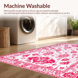 Ultra Soft Area Rug, Non Slip, Stain Resistant, Washable Area Rugs for Living Room, Bedroom, Rustic Warm Earthy Floral Theme(White)