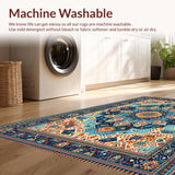 Ultra Soft Area Rug, Non Slip, Stain Resistant, Washable Area Rugs for Living Room, Bedroom, Luxurious Jewel-Toned Decorative Elements(Blue)