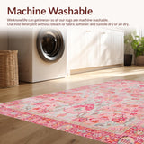 Ultra Soft Area Rug, Non Slip, Stain Resistant, Washable Area Rugs for Living Room, Bedroom, Vibrant Nature-Inspired Boho Charm(Pink)