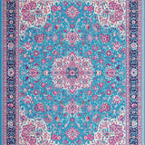 Ultra Soft Area Rug, Non Slip, Stain Resistant, Washable Area Rugs for Living Room, Bedroom, Modern Textured Organic Shapes(Blue)