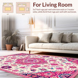 Ultra Soft Area Rug, Non Slip, Stain Resistant, Washable Area Rugs for Living Room, Bedroom, Vibrant Pastel Geometric Elegance(White)