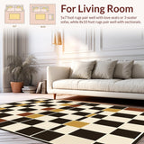 Ultra Soft Area Rug, Non Slip, Stain Resistant, Washable Area Rugs for Living Room, Bedroom, Sophisticated Neutral Plaid Motif(Brown)