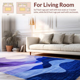 Ultra Soft Area Rug, Non Slip, Stain Resistant, Washable Area Rugs for Living Room, Bedroom, Trendy Floral Patterned Elegance(Purple)