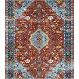 Ultra Soft Area Rug, Non Slip, Stain Resistant, Washable Area Rugs for Living Room, Bedroom, Tribal Earthy Geometric Harmony(Red)