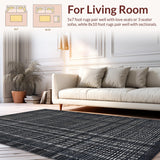 Ultra Soft Area Rug, Non Slip, Stain Resistant, Washable Area Rugs for Living Room, Bedroom, White Black Striped Rug(Black)