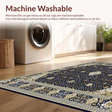 Ultra Soft Area Rug, Non Slip, Stain Resistant, Washable Area Rugs for Living Room, Bedroom, Traditional Navy and Beige for(Blue)