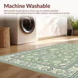Ultra Soft Area Rug, Non Slip, Stain Resistant, Washable Area Rugs for Living Room, Bedroom, Rustic Soft Sage Floral Design(Green)