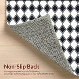 Ultra Soft Area Rug, Non Slip, Stain Resistant, Washable Area Rugs for Living Room, Bedroom, Harlequin Rug Black and White Diamond Pattern(Black)