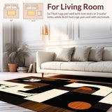 Ultra Soft Area Rug, Non Slip, Stain Resistant, Washable Area Rugs for Living Room, Bedroom, Vivid Whimsical Cat Illustration(Black)