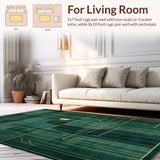 Ultra Soft Area Rug, Non Slip, Stain Resistant, Washable Area Rugs for Living Room, Bedroom, Modern Abstract Area Deep Green & Gold(Green)