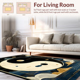Ultra Soft Area Rug, Non Slip, Stain Resistant, Washable Area Rugs for Living Room, Bedroom, Tranquil Circular Harmony Design(Gold)