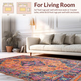 Ultra Soft Area Rug, Non Slip, Stain Resistant, Washable Area Rugs for Living Room, Bedroom, Vibrant Transitional Diamond Pattern(Orange)