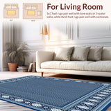 Ultra Soft Area Rug, Non Slip, Stain Resistant, Washable Area Rugs for Living Room, Bedroom, Porch Paradise(Blue)