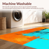 Ultra Soft Area Rug, Non Slip, Stain Resistant, Washable Area Rugs for Living Room, Bedroom, Dynamic Watercolor Splash Artistry(Orange)