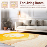 Ultra Soft Area Rug, Non Slip, Stain Resistant, Washable Area Rugs for Living Room, Bedroom, Contemporary Warm Toned Abstract(Yellow)