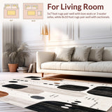 Ultra Soft Area Rug, Non Slip, Stain Resistant, Washable Area Rugs for Living Room, Bedroom, Contemporary Mocha Hues Area with Distinctive Abstract Print(White)