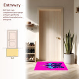 Ultra Soft Area Rug, Non Slip, Stain Resistant, Washable Area Rugs for Living Room, Bedroom, Energetic Urban Wolf Imagery(Pink)