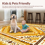 Ultra Soft Area Rug, Non Slip, Stain Resistant, Washable Area Rugs for Living Room, Bedroom, Playful Tassel Embellished Decor(Gold)