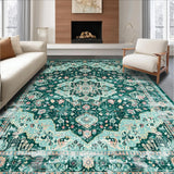 Ultra Soft Area Rug, Non Slip, Stain Resistant, Washable Area Rugs for Living Room, Bedroom, Charming Boho Floral Arrangement(Green)
