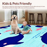 Ultra Soft Area Rug, Non Slip, Stain Resistant, Washable Area Rugs for Living Room, Bedroom, Joyful Underwater Adventure Pattern(Blue)