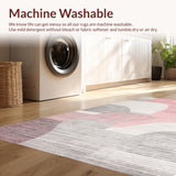 Ultra Soft Area Rug, Non Slip, Stain Resistant, Washable Area Rugs for Living Room, Bedroom, Elegant Muted Pink Geometric Motif(Pink)