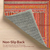 Ultra Soft Area Rug, Non Slip, Stain Resistant, Washable Area Rugs for Living Room, Bedroom, Chic Earthy Tones Striped Design(Orange)