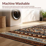 Ultra Soft Area Rug, Non Slip, Stain Resistant, Washable Area Rugs for Living Room, Bedroom, Warm Vibrant Floral Geometry(Brown)