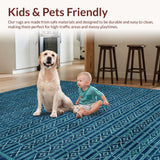Ultra Soft Area Rug, Non Slip, Stain Resistant, Washable Area Rugs for Living Room, Bedroom, Elegant Abstract Lattice Design(Blue)