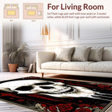 Ultra Soft Area Rug, Non Slip, Stain Resistant, Washable Area Rugs for Living Room, Bedroom, Eerie Smiling Ghost Graphic Design(White)