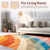 Ultra Soft Area Rug, Non Slip, Stain Resistant, Washable Area Rugs for Living Room, Bedroom, Modern Rustic Medallion Motif(Orange)