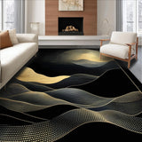 Ultra Soft Area Rug, Non Slip, Stain Resistant, Washable Area Rugs for Living Room, Bedroom, Luxurious Black Gold Aesthetic(Gold)